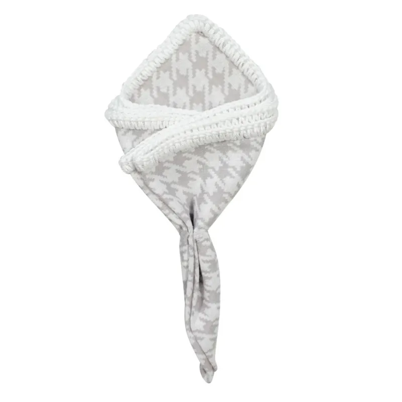 Taupe Houndstooth with White Signature Border sold by Sebastian Cruz Couture