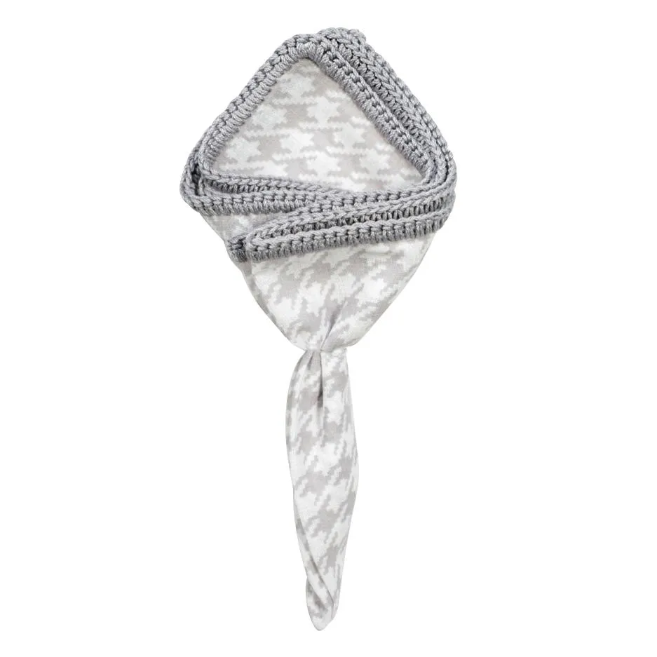 Taupe Houndstooth with Grey Signature Border sold by Sebastian Cruz Couture