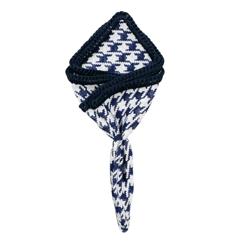 Navy Houndstooth with Navy Blue Signature Border sold by Sebastian Cruz Couture