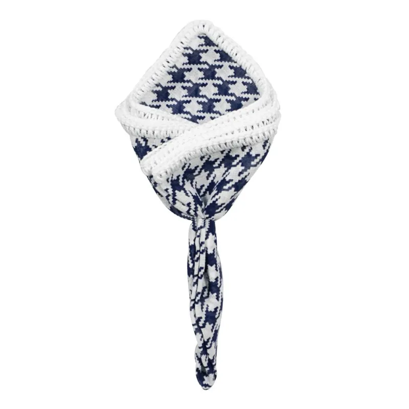 Navy Houndstooth with White Signature Border sold by Sebastian Cruz Couture