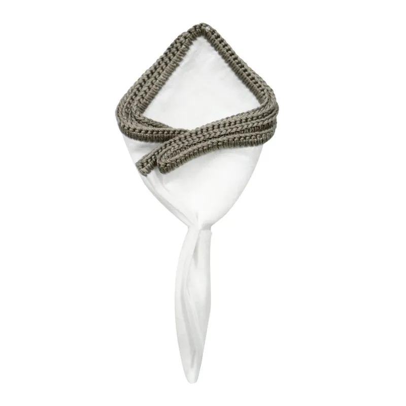 White Nieve with Olive Green Signature Borders sold by Sebastian Cruz Couture