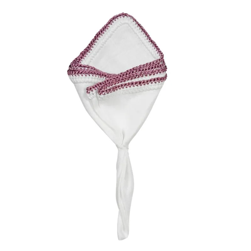 White Nieve with Mauve Flake Signature Border sold by Sebastian Cruz Couture