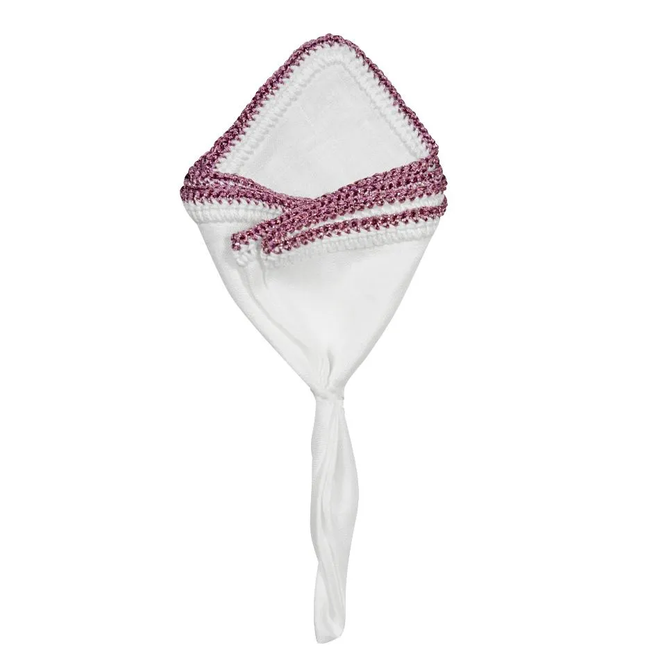 White Nieve with Mauve Flake Signature Border sold by Sebastian Cruz Couture