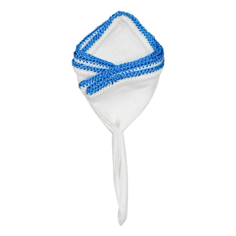 White Nieve with Aqua Flake Signature Border sold by Sebastian Cruz Couture