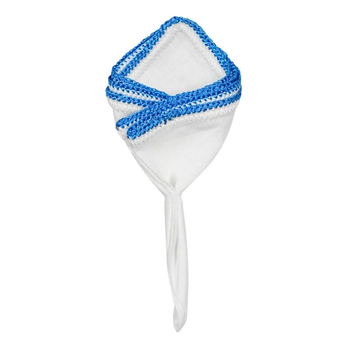 White Nieve with Aqua Flake Signature Border sold by Sebastian Cruz Couture