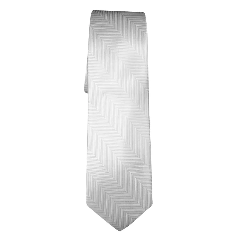 White Rhodium Spina Silk Necktie made by Sebastian Cruz Couture