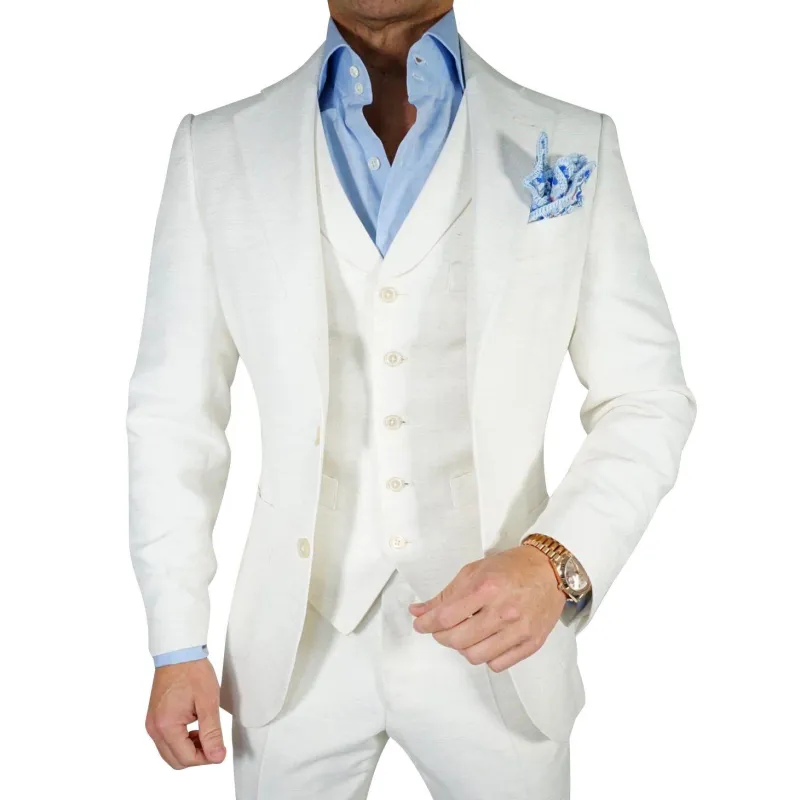 Latte Lino Tweed Jacket sold by Sebastian Cruz Couture