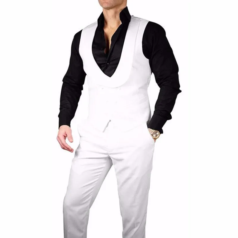 White Double Breasted Waistcoat sold by Sebastian Cruz Couture