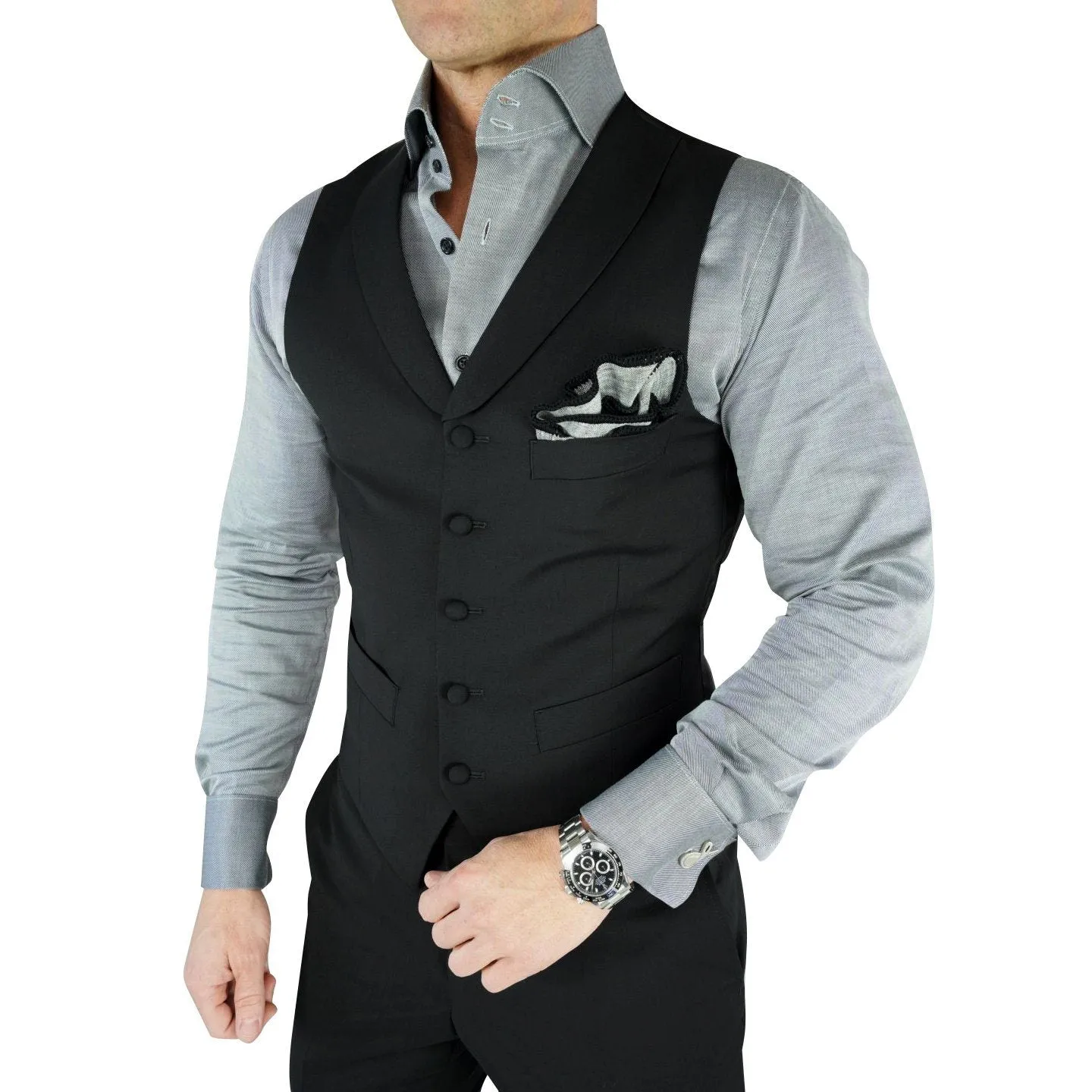 Black Ciottoli Waistcoat sold by Sebastian Cruz Couture