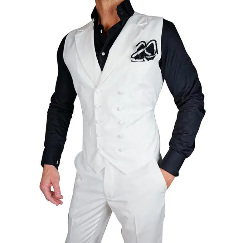 White Gemelli Waistcoat sold by Sebastian Cruz Couture