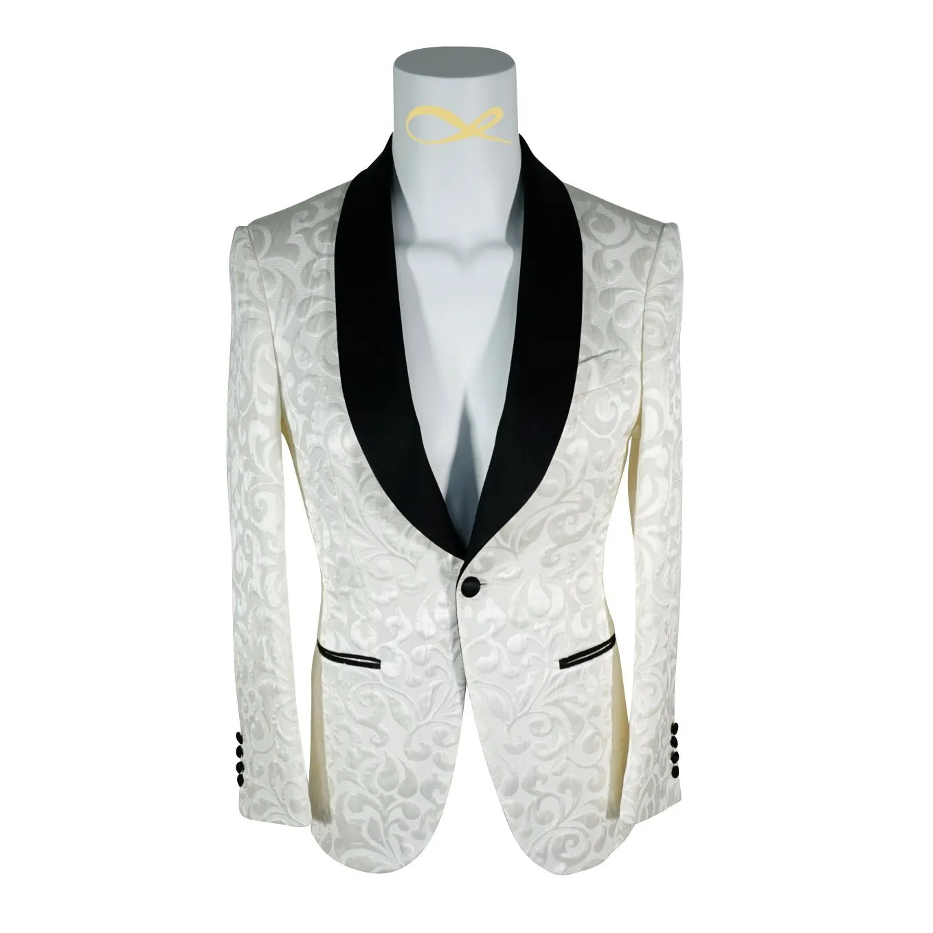 Vanilla & Black Paisley Dinner Jacket sold by Sebastian Cruz Couture product image thumbnail 4