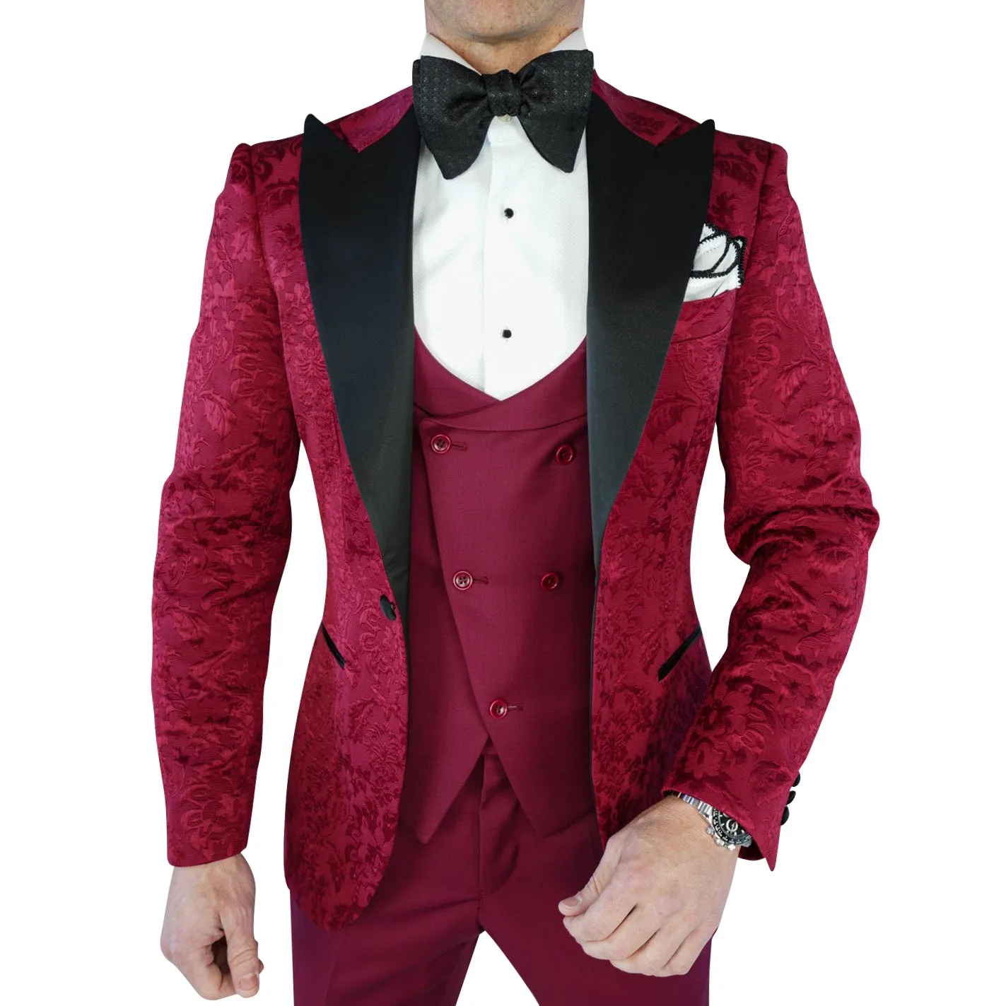 Burgundy & Black Fiore Jacket sold by Sebastian Cruz Couture product image thumbnail 3