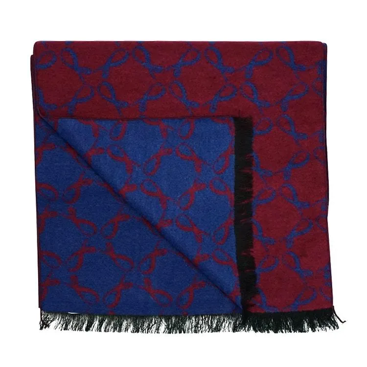 Signature Brushed Silk Scarf In Navy Sangria sold by Sebastian Cruz Couture