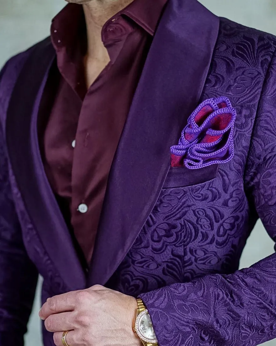 S by Sebastian Midnight Plum Paisley Dinner Jacket sold by Sebastian Cruz Couture product image thumbnail 2