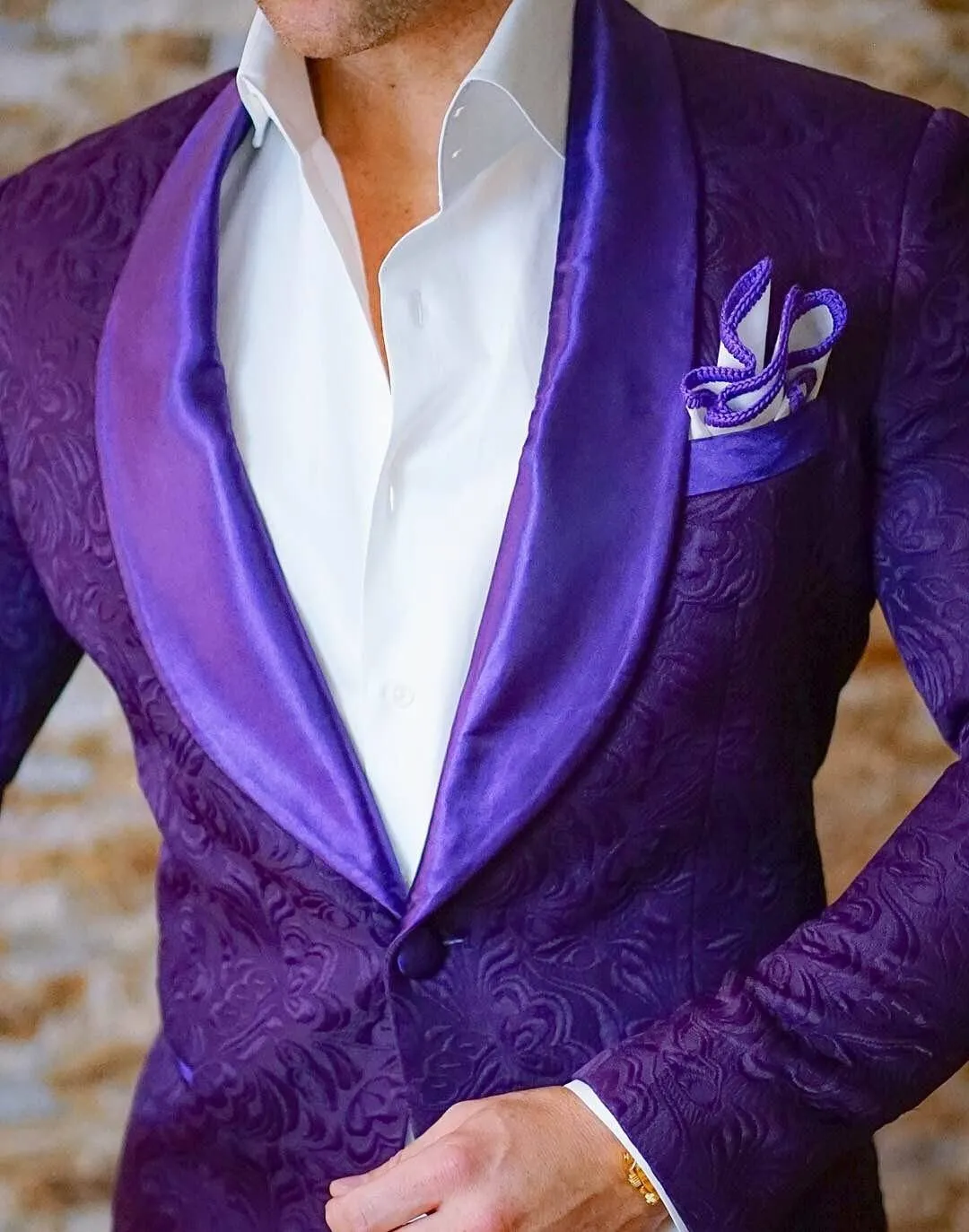 S by Sebastian Midnight Plum Paisley Dinner Jacket sold by Sebastian Cruz Couture product image thumbnail 3