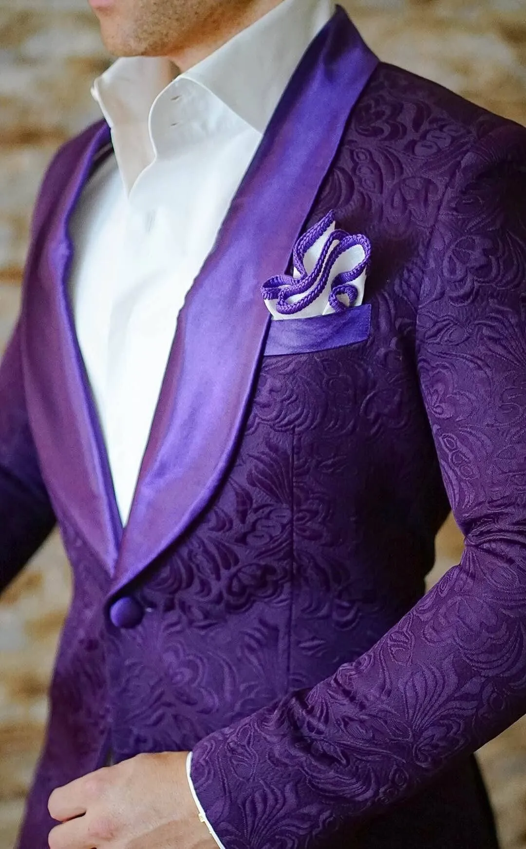S by Sebastian Midnight Plum Paisley Dinner Jacket sold by Sebastian Cruz Couture product image thumbnail 5