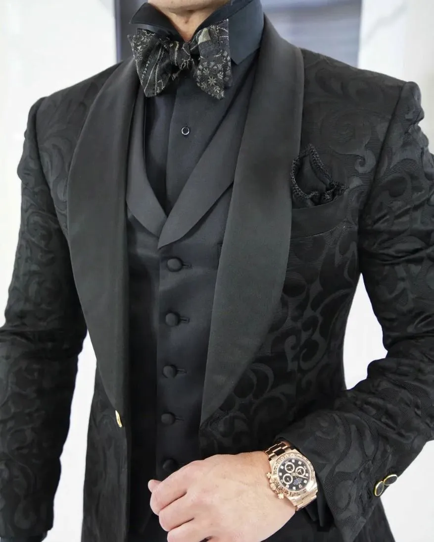 Black Paisley Dinner Jacket sold by Sebastian Cruz Couture product image thumbnail 2