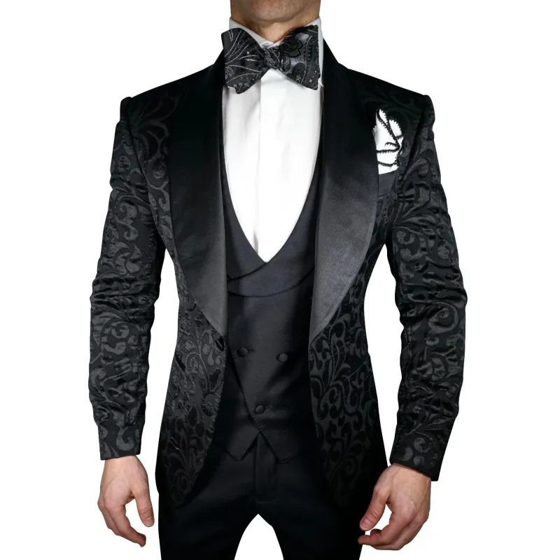 Black Paisley Dinner Jacket sold by Sebastian Cruz Couture