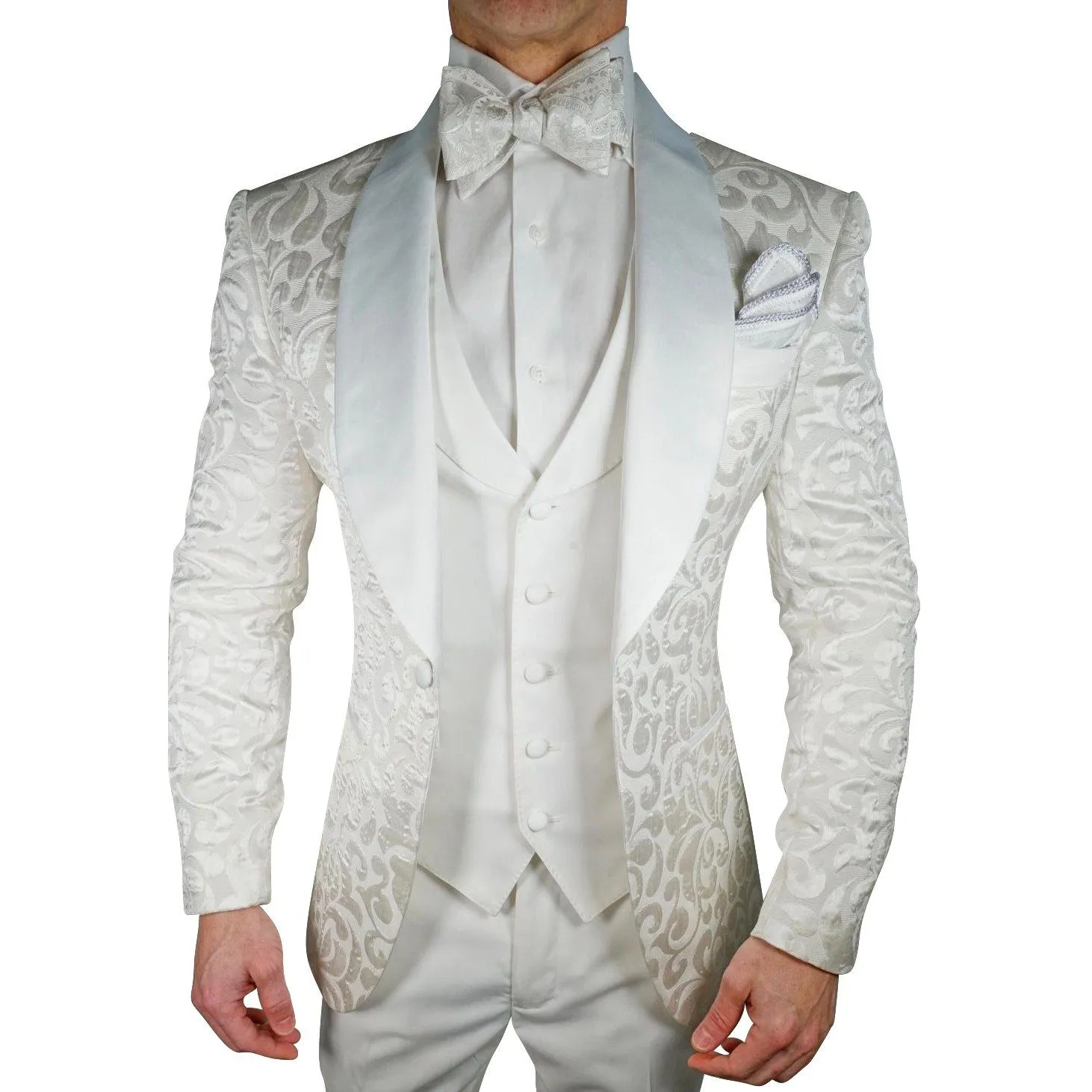 Vanilla Paisley Dinner Jacket sold by Sebastian Cruz Couture