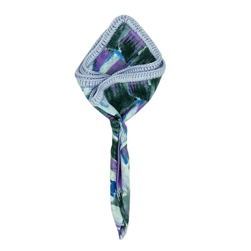 Iris Astratto with Lilac Blue Signature Border sold by Sebastian Cruz Couture