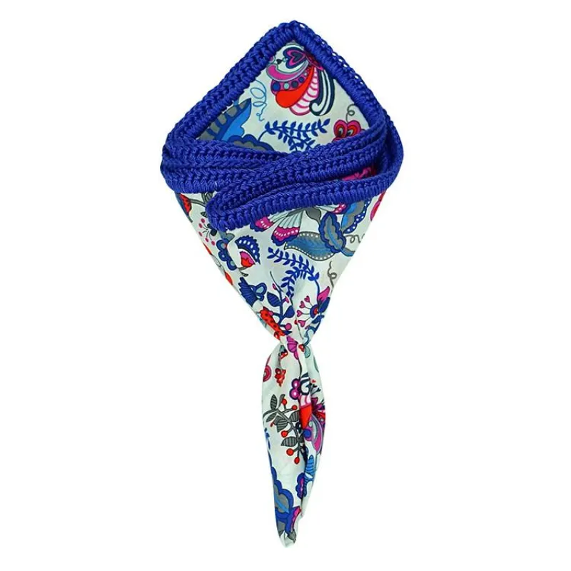 Oasis Fluorescente with Royal Blue Signature Border sold by Sebastian Cruz Couture