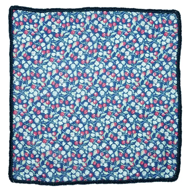 Ciliegia Blossom with Navy Blue Signature Border sold by Sebastian Cruz Couture product image thumbnail 2