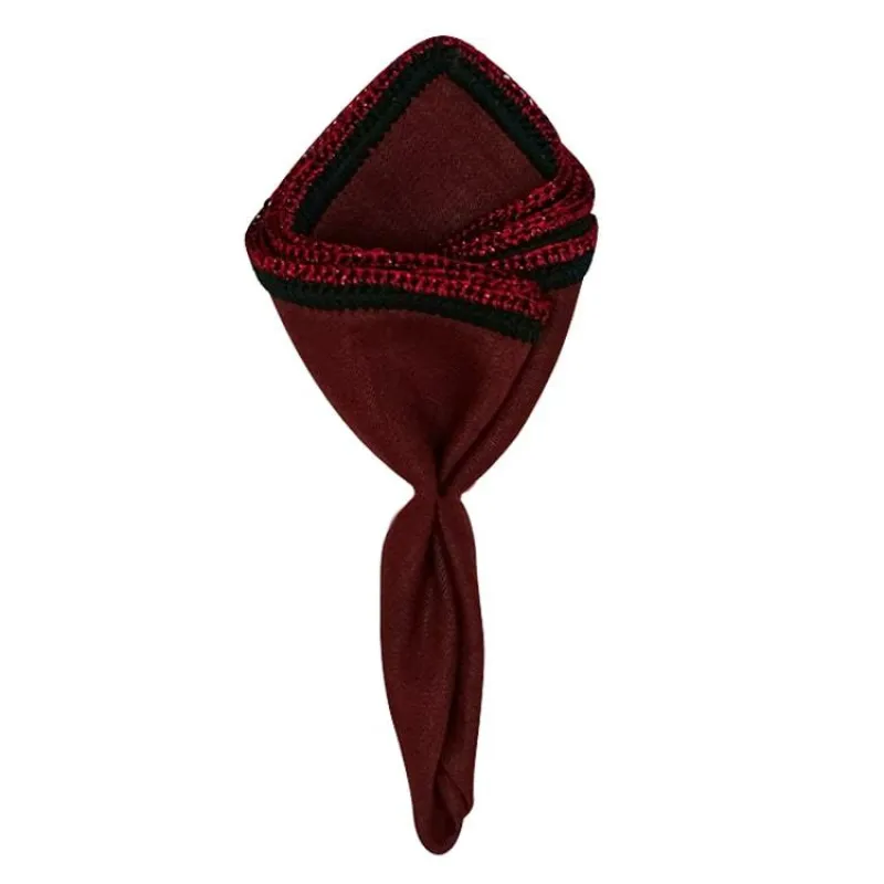 Royal Cremisi with Black and Burgundy Flake Signature Borders sold by Sebastian Cruz Couture