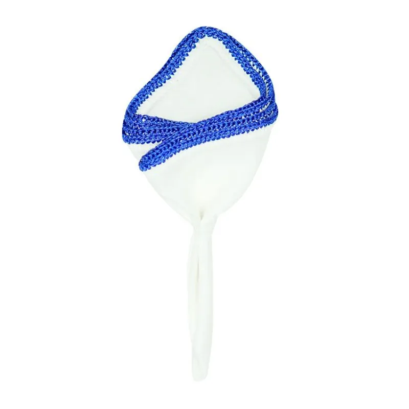 White Nieve With Royal Blue Flake Signature Border sold by Sebastian Cruz Couture