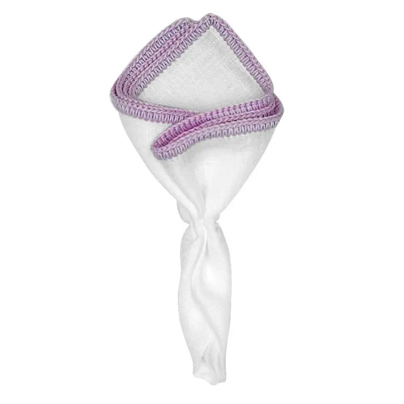 White Nieve with Lavender Signature Borders sold by Sebastian Cruz Couture