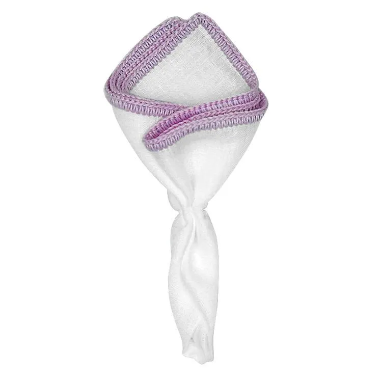 White Nieve with Lavender Signature Borders sold by Sebastian Cruz Couture