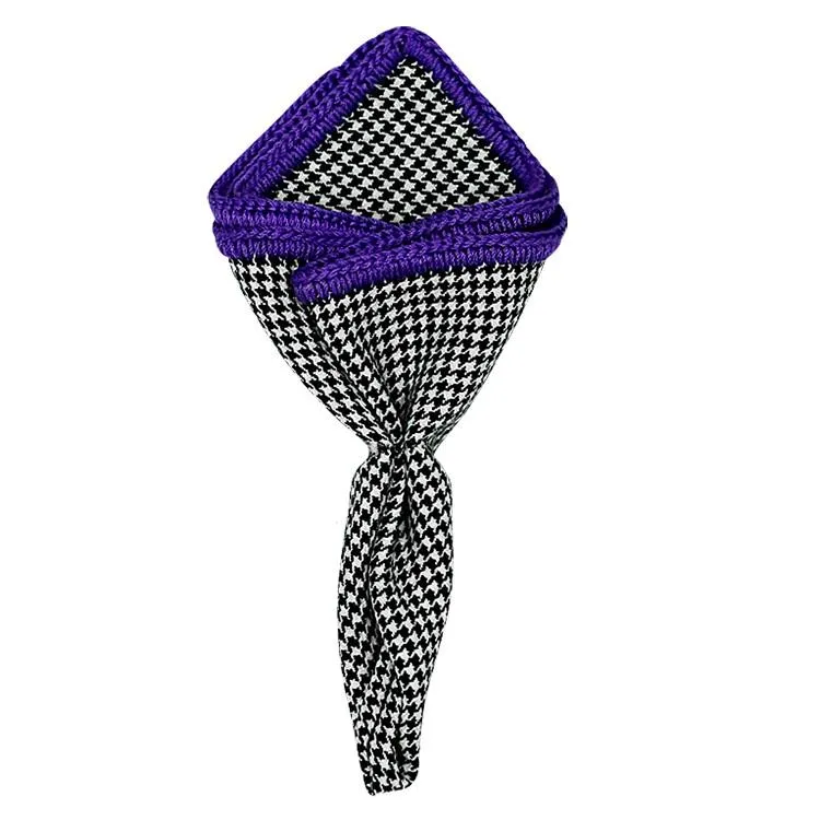 Houndstooth Cachemire with Purple Signature Border sold by Sebastian Cruz Couture