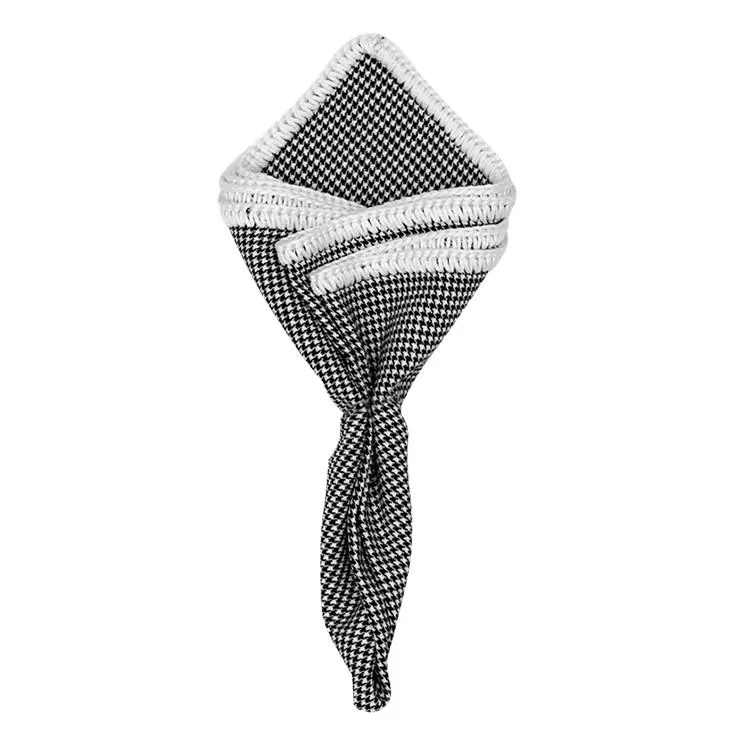 Houndstooth Cachemire with White Signature Border sold by Sebastian Cruz Couture