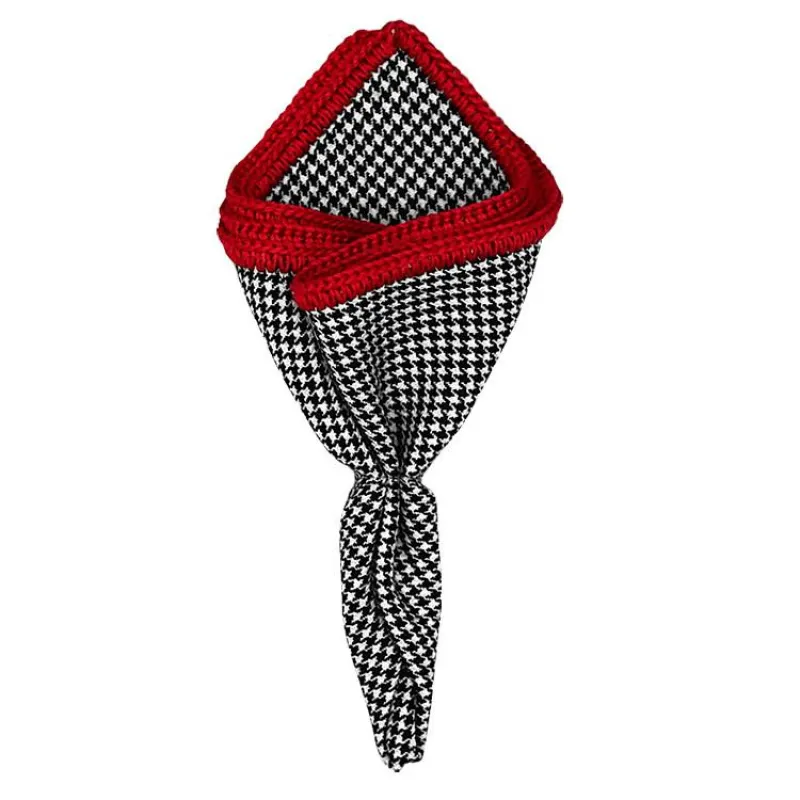 Houndstooth Cachemire with Red Signature Border sold by Sebastian Cruz Couture