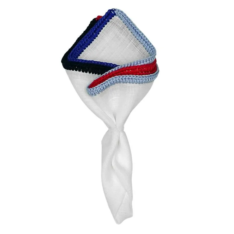 White Nieve with Multi American Signature Border sold by Sebastian Cruz Couture