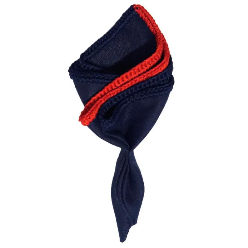 Navy Scuro with Navy Blue and Red Signature Border sold by Sebastian Cruz Couture