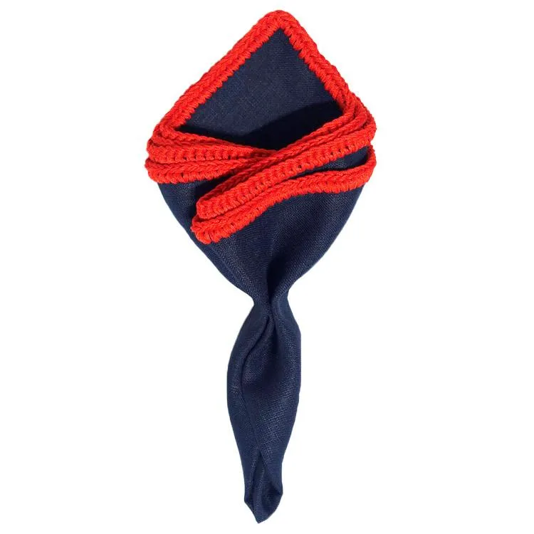 Navy Scuro with Red Signature Border sold by Sebastian Cruz Couture