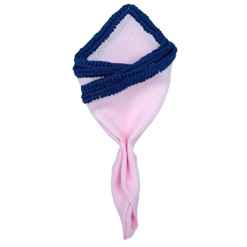 Pale Rosa with Navy Blue Signature Borders sold by Sebastian Cruz Couture