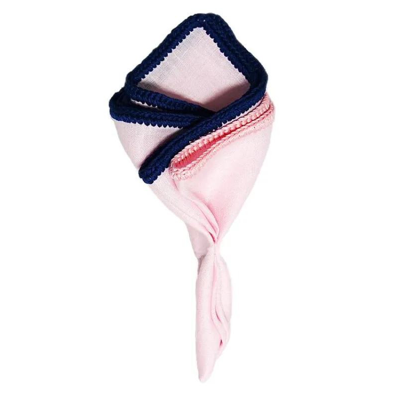 Pale Rosa with Pink and Navy Blue Signature Border sold by Sebastian Cruz Couture