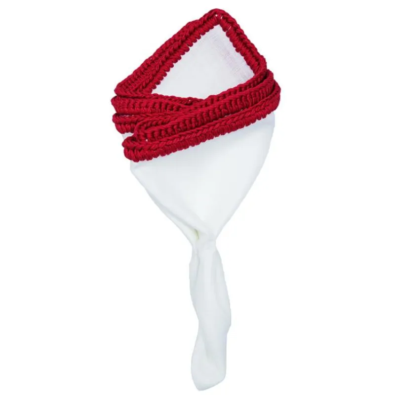 White Nieve with Red Signature Borders sold by Sebastian Cruz Couture