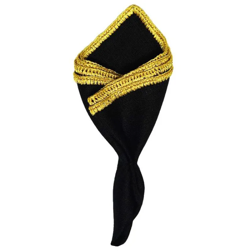 Black Raso with Yellow Gold Flake Signature Border sold by Sebastian Cruz Couture