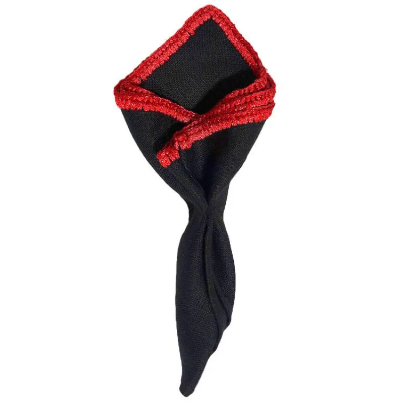 Black Raso with Red Diamond Flake Signature Border sold by Sebastian Cruz Couture