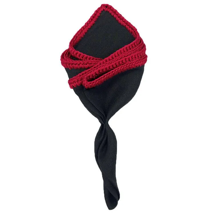 Black Raso with Red Signature Border sold by Sebastian Cruz Couture