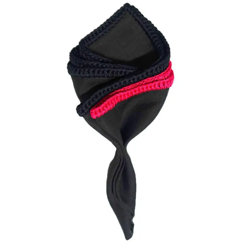 Black Raso with Black and Red Signature Border sold by Sebastian Cruz Couture