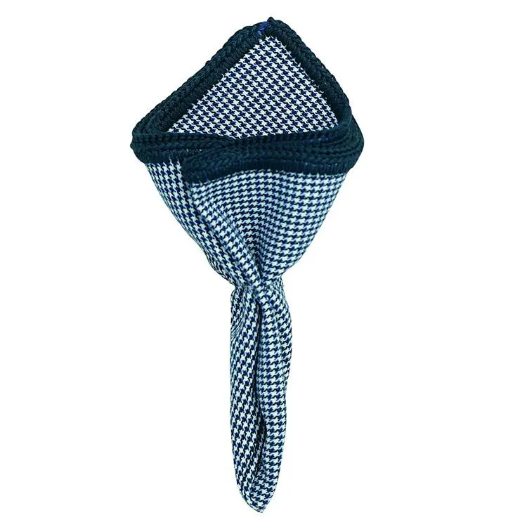 Houndstooth Mezzanotte with Navy Blue Signature Border sold by Sebastian Cruz Couture