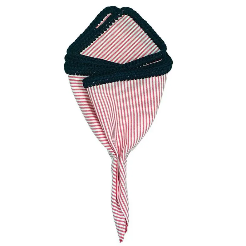 Scarlet Gessato with Navy Blue Signature Border sold by Sebastian Cruz Couture