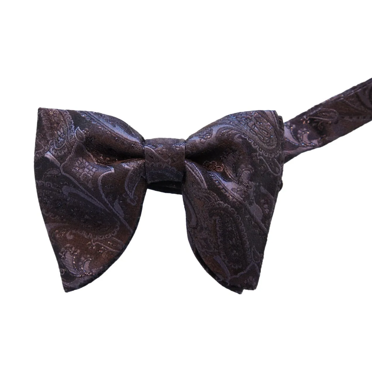 Nero Paisley Jumbo Pre Tied Butterfly Bow Tie sold by Sebastian Cruz Couture