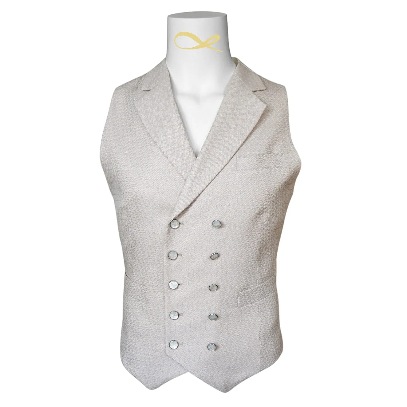 Latte Herringbone Gemelli Waistcoat @ The Vault sold by Sebastian Cruz Couture product image thumbnail 2