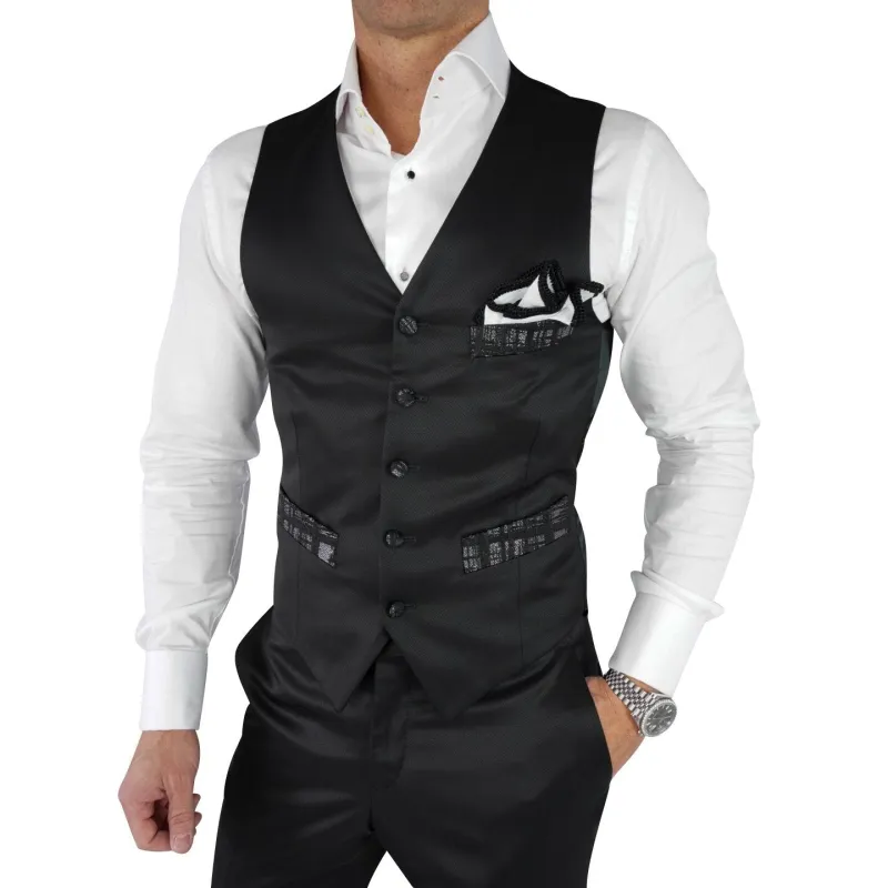 Black Silver Astrato Naked Ciottoli Waistcoat @ The Vault sold by Sebastian Cruz Couture