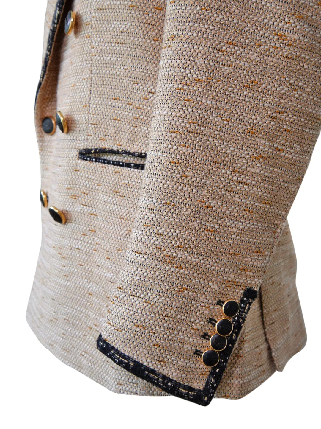 Tan Cestino Double Breasted Jacket sold by Sebastian Cruz Couture product image thumbnail 5