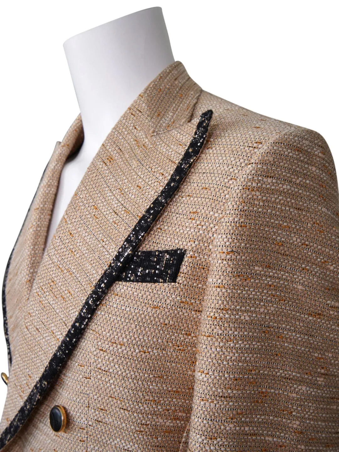 Tan Cestino Double Breasted Jacket sold by Sebastian Cruz Couture product image thumbnail 4